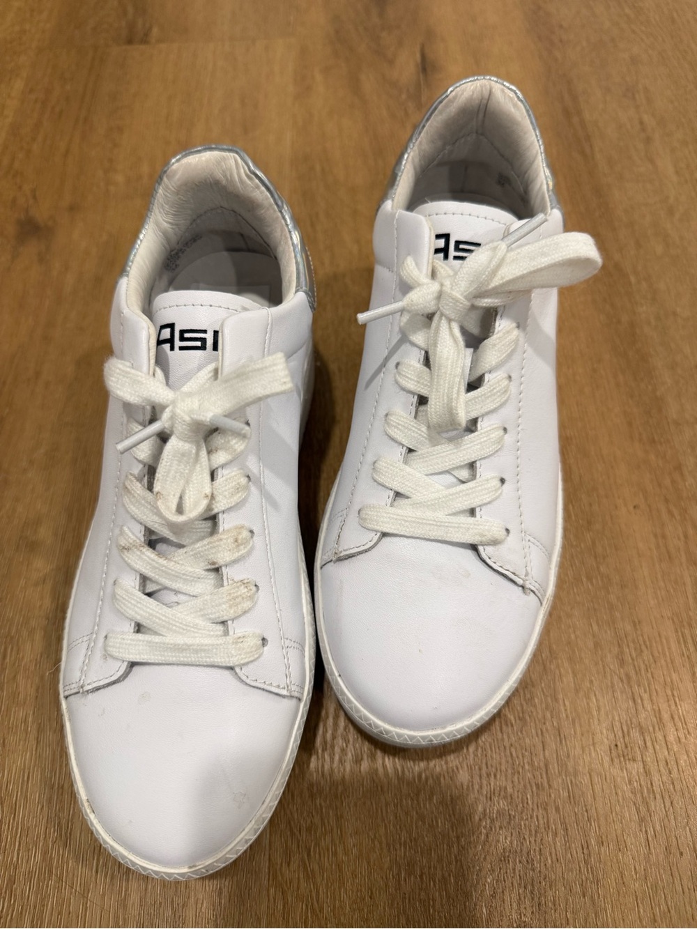 Ash Women's White Sneakers with Silver Heel Detail